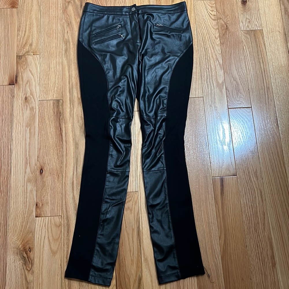 BCBG MaxAzria faux leather leggings size medium in black